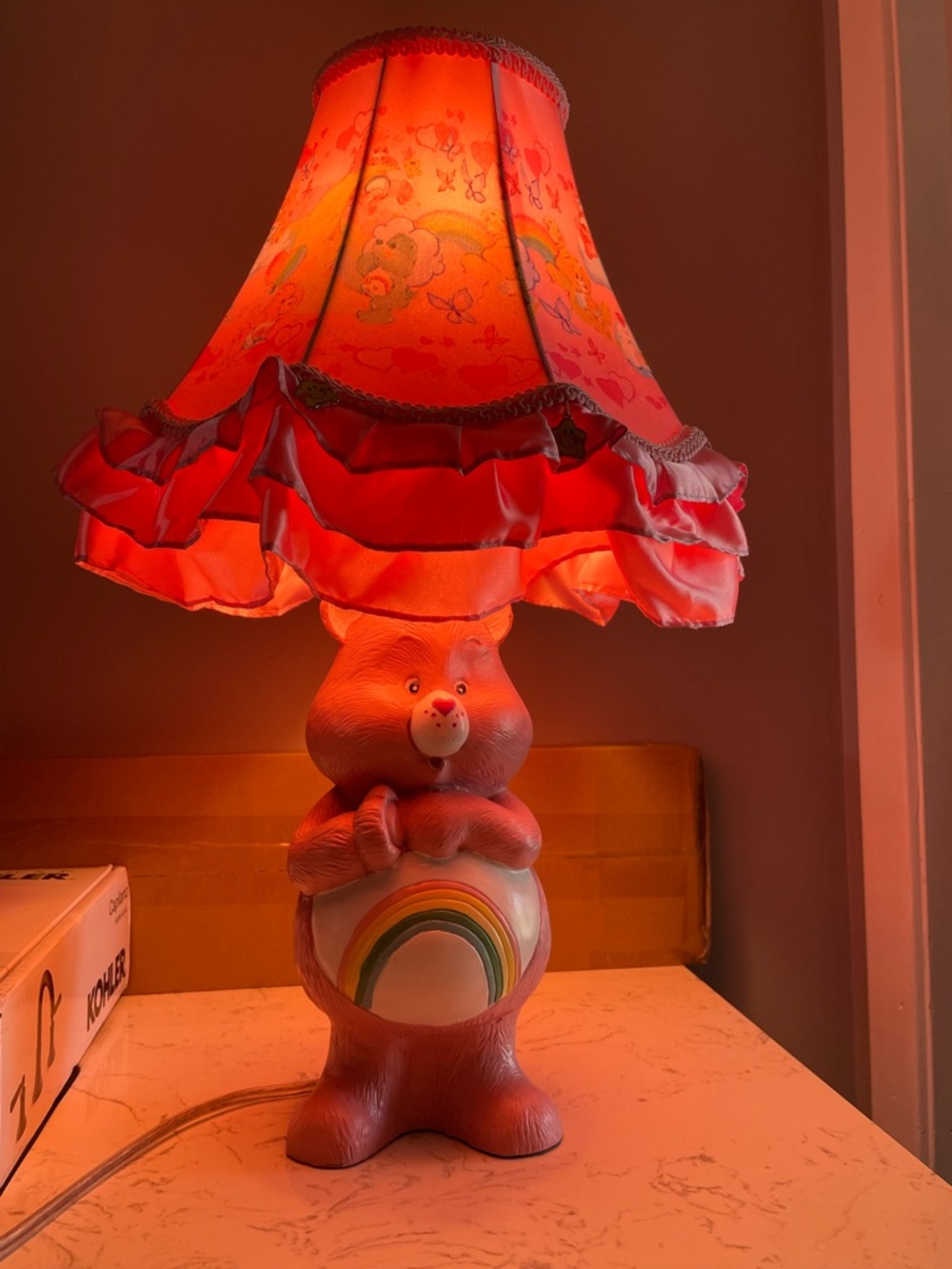 Cute Cheerbear CareBear Table Lamp - Pink Shade